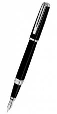 Ручка перьевая WATERMAN Exception Slim (S0637010) Black ST (F) чернила: синий перо золото 18K посеребрение